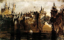 Копия картины "ville avec le pont de tumbledown" художника "гюго виктор"