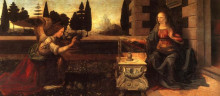 Репродукция картины "благовещение" художника "да винчи леонардо"