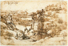 Копия картины "landscape drawing for santa maria della neve" художника "да винчи леонардо"