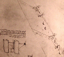 Репродукция картины "drawing of locks on a river" художника "да винчи леонардо"