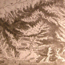 Репродукция картины "topographical drawing of a river valley" художника "да винчи леонардо"