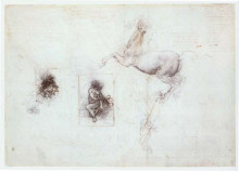 Копия картины "studies of leda and a horse" художника "да винчи леонардо"