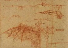 Репродукция картины "design for a flying machine" художника "да винчи леонардо"