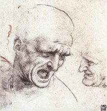 Репродукция картины "studies for the heads of two soldiers in &#39;the battle of anghiari&#39;" художника "да винчи леонардо"