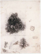 Картина "study for the &quot;burlington house cartoon&quot; (the virgin and child with st. anne and st. john the baptist)" художника "да винчи леонардо"
