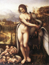 Репродукция картины "leda and the swan" художника "да винчи леонардо"
