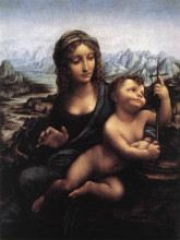 Репродукция картины "мадонна с веретеном" художника "да винчи леонардо"