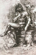 Копия картины "study for st. john in the wilderness" художника "да винчи леонардо"