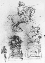 Картина "study for the trivulzio equestrian monument" художника "да винчи леонардо"