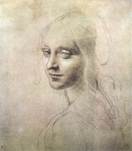 Репродукция картины "head of a girl" художника "да винчи леонардо"
