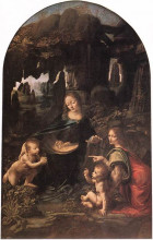 Репродукция картины "the virgin of the rocks" художника "да винчи леонардо"