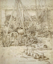 Репродукция картины "an artillery park.jpg" художника "да винчи леонардо"