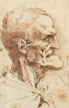 Репродукция картины "grotesque profile" художника "да винчи леонардо"