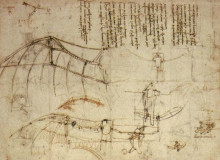 Репродукция картины "design for a flying machine" художника "да винчи леонардо"
