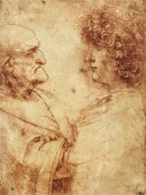 Репродукция картины "heads of an old man and a youth" художника "да винчи леонардо"