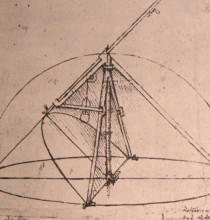 Репродукция картины "design for a parabolic compass" художника "да винчи леонардо"