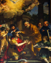 Копия картины "ananias restoring the sight of saint paul" художника "да кортона пьетро"
