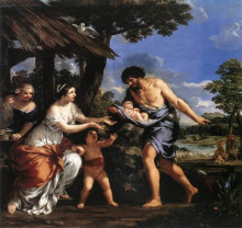 Картина "romulus and remus given shelter by faustulus" художника "да кортона пьетро"