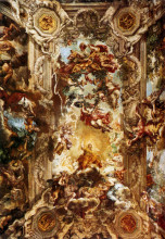 Репродукция картины "allegory of divine providence and barberini power" художника "да кортона пьетро"