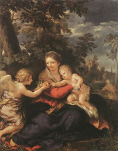 Картина "holy family resting on the flight to egypt" художника "да кортона пьетро"