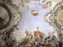 Репродукция картины "landing of the trojans at the mouth of tiberis" художника "да кортона пьетро"