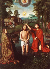 Репродукция картины "the baptism of christ (central section of the triptych)" художника "давід герард"