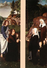 Копия картины "triptych of jean des trompes (side panels)" художника "давід герард"