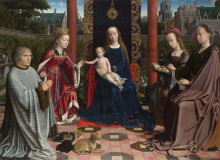 Репродукция картины "the virgin and child with saints and donor" художника "давід герард"