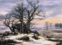 Копия картины "megalith grave in winter" художника "даль юхан кристиан"