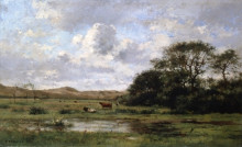 Копия картины "a landscape with cows" художника "дамуа пьер эммануэль"