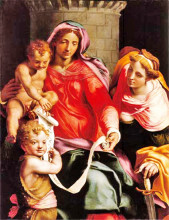 Картина "madonna with child, young saint john the baptist and saint barbara" художника "даниеле да вольтерра"