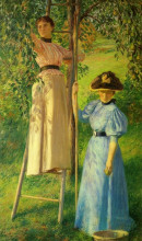 Репродукция картины "the pear orchard" художника "де камп джозеф родефер"