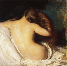 Репродукция картины "woman drying her hair" художника "де камп джозеф родефер"