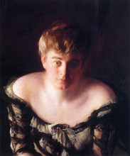Картина "woman at the theater (the listener)" художника "де камп джозеф родефер"