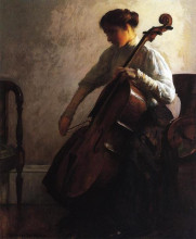 Копия картины "the cellist" художника "де камп джозеф родефер"