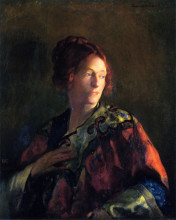Копия картины "portrait in red and gold of miss pearson" художника "де камп джозеф родефер"