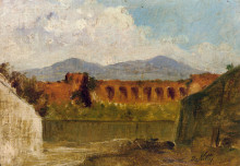 Картина "a roman aqueduct" художника "де ниттис джузеппе"