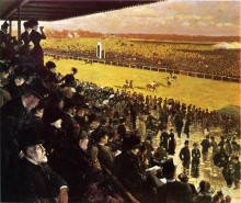 Репродукция картины "the races at longchamps from the grandstand" художника "де ниттис джузеппе"