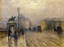 Копия картины "rue de paris with carriages" художника "де ниттис джузеппе"