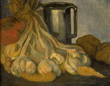 Копия картины "a bunch of garlic and a pewter tankard" художника "де хан мейер"