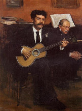 Репродукция картины "портрет лоренцо пагана, испанского тенора, и огюста дега, отца художника" художника "дега эдгар"