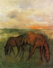 Картина "две лошади на пастбище" художника "дега эдгар"