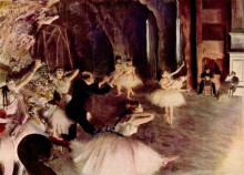 Репродукция картины "репетиция на балетной сцене" художника "дега эдгар"