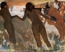 Репродукция картины "крестьянки купаются в море в сумерках" художника "дега эдгар"