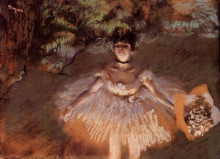 Репродукция картины "танцовщица на сцене с букетом" художника "дега эдгар"
