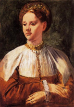 Репродукция картины "портрет молодой женщины (по бакчакка)" художника "дега эдгар"