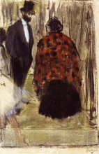 Репродукция картины "людовик галеви говорит с мадам кардинал" художника "дега эдгар"