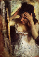 Картина "женщина расчесыват волосы перед зеркалом" художника "дега эдгар"