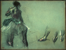 Репродукция картины "танцовщица (вид сзади) и три этюда ног" художника "дега эдгар"