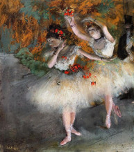 Картина "две танцовщицы выходят на сцену" художника "дега эдгар"